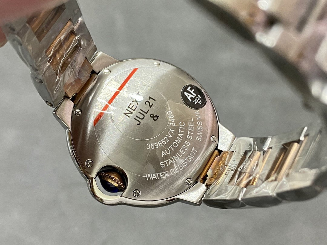 BALLON BLEU 33MM PINK GOLD STEEL