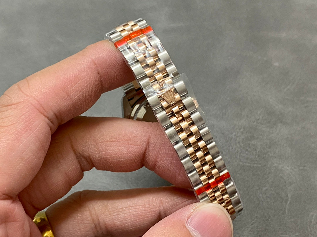 DATEJUST 28MM PINK GOLD STEEL CHOCOLATE DIAL