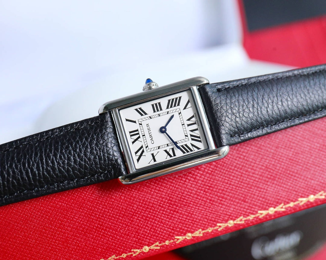 TANK MUST SMALL STEEL LEATHER STRAP WHITE DIAL