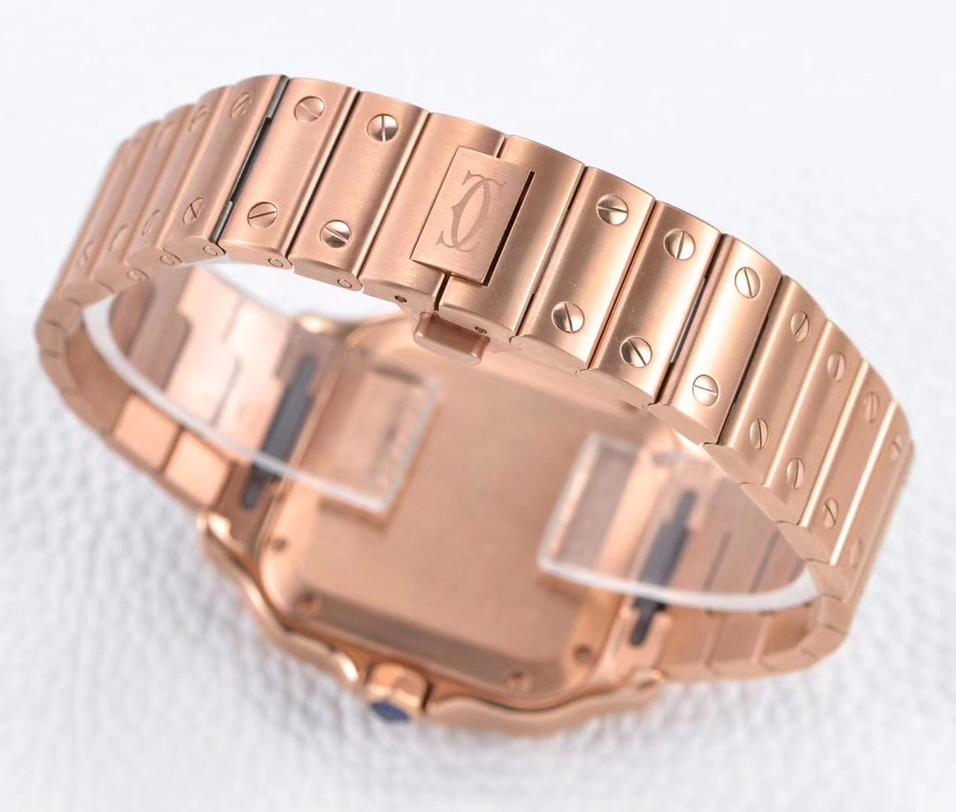SANTOS LADY 35.1MM AUTOMATIC PINK GOLD DIAMOND BEZEL