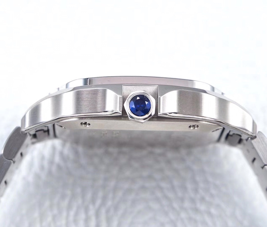 SANTOS LADY 35.1MM AUTOMATIC SILVER DIAMOND BEZEL