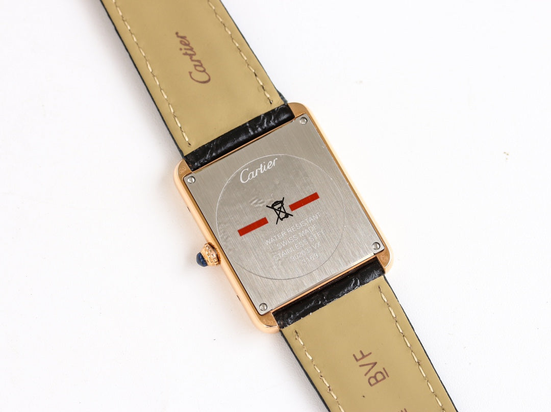 TANK SOLO PINK GOLD DIAMOND BEZEL CROCODILE LEATHER