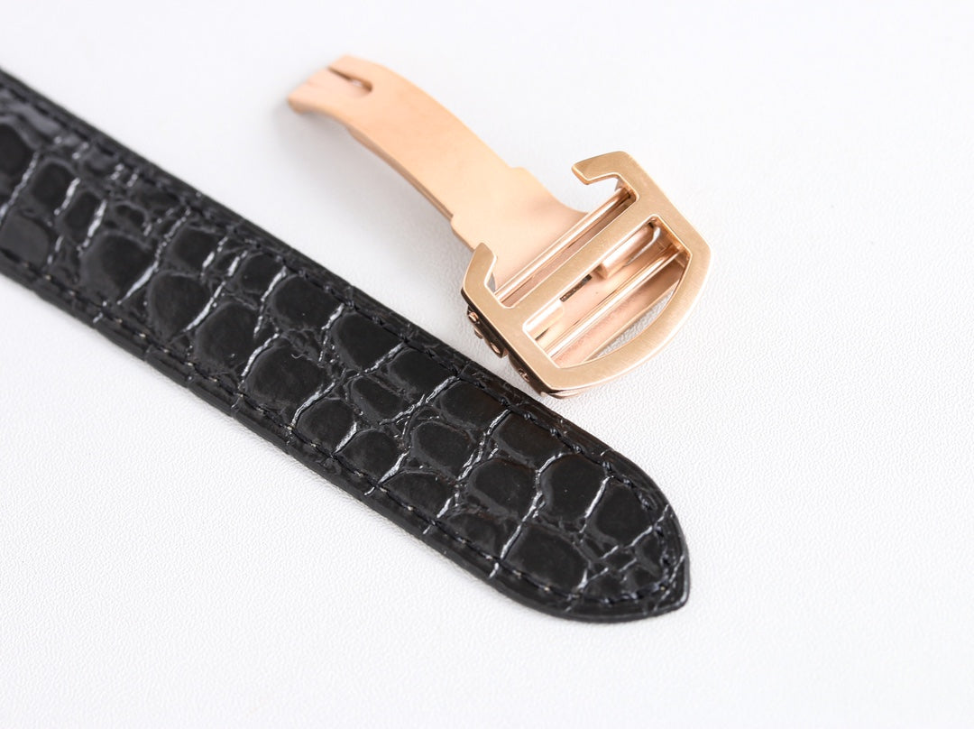 RONDE SOLO PINK GOLD BLACK LEATHER