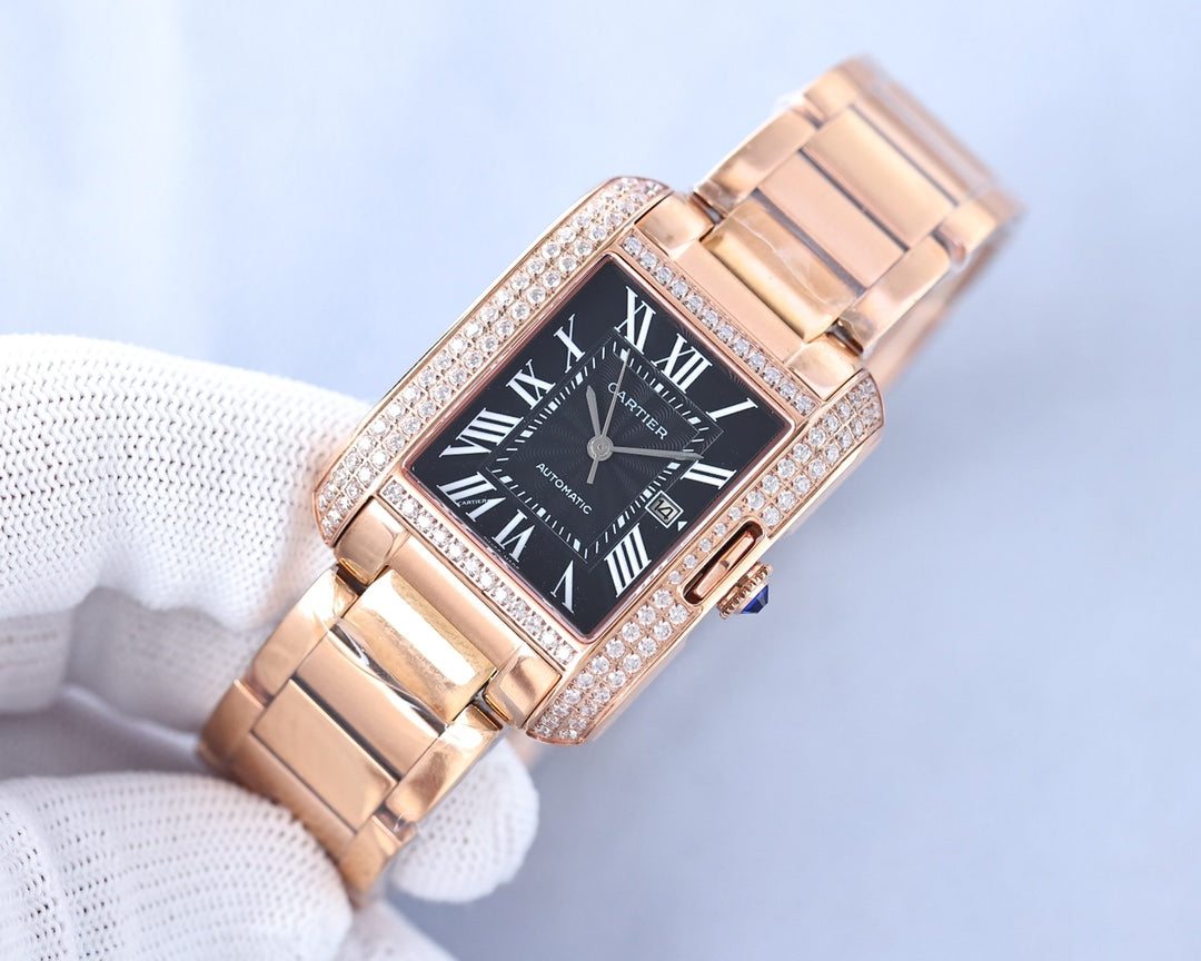 TANK ANGLAISE 30 PINK GOLD DIAMOND BEZEL