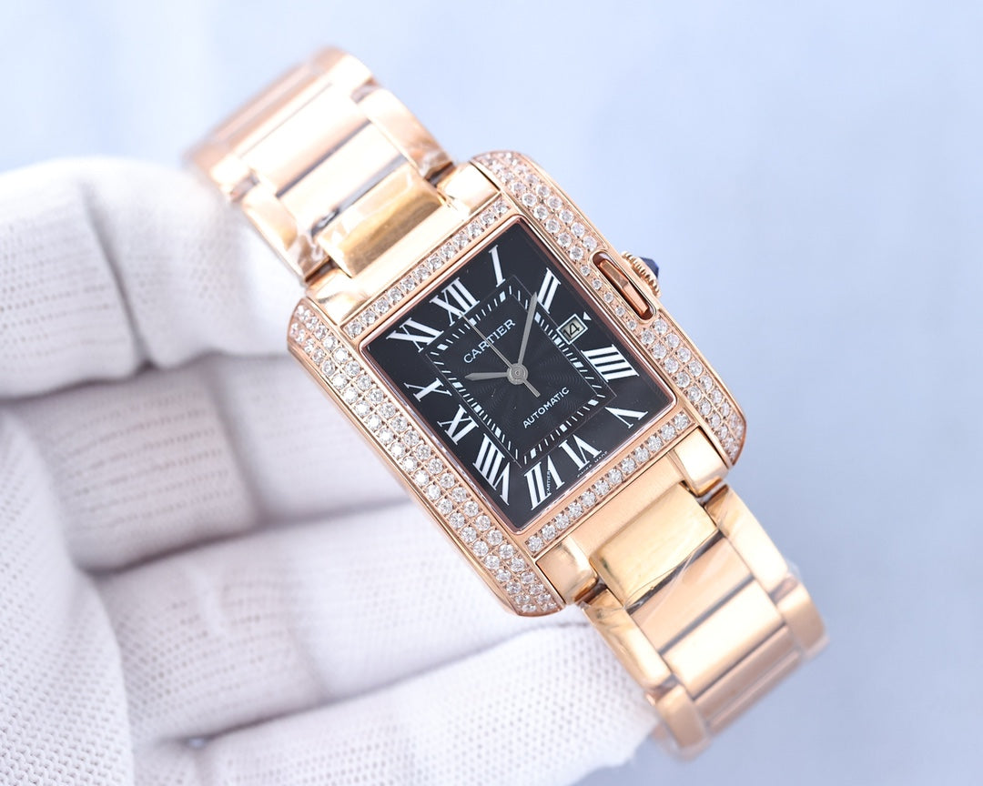 TANK ANGLAISE 30 PINK GOLD DIAMOND BEZEL
