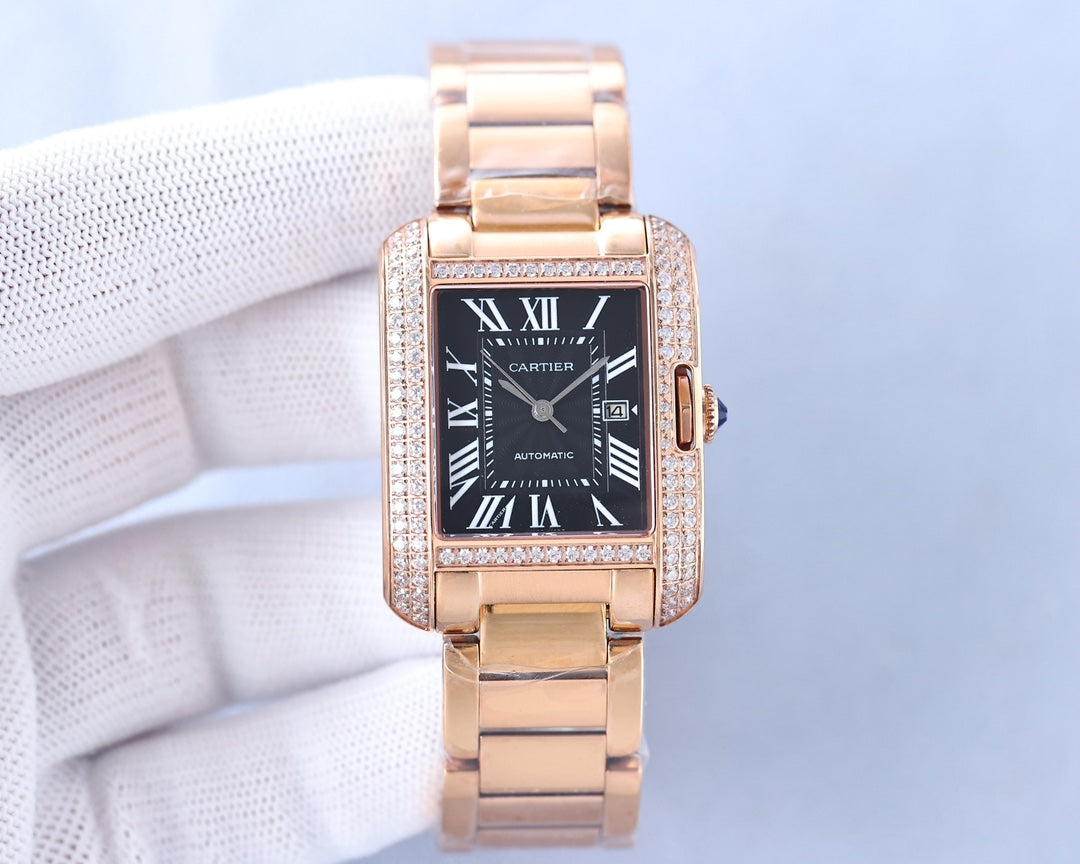 TANK ANGLAISE 30 PINK GOLD DIAMOND BEZEL