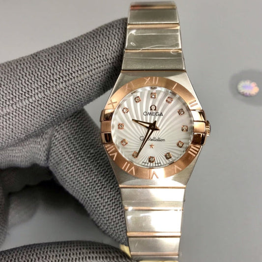 Omega Constellation 27mm Silver Pink Gold White Dial