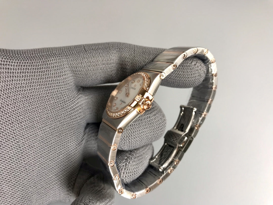 Omega Constellation 27mm Diamond Silver Pink Gold