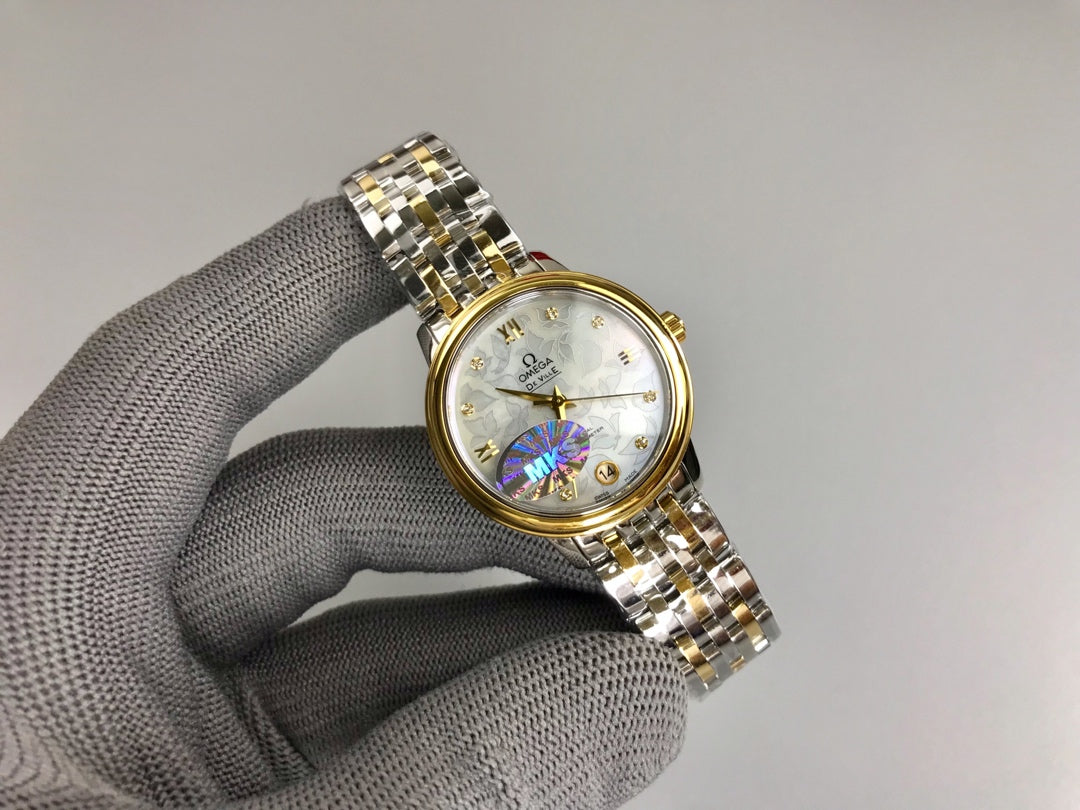 Omega De Ville 32.7mm Silver Gold White Dial
