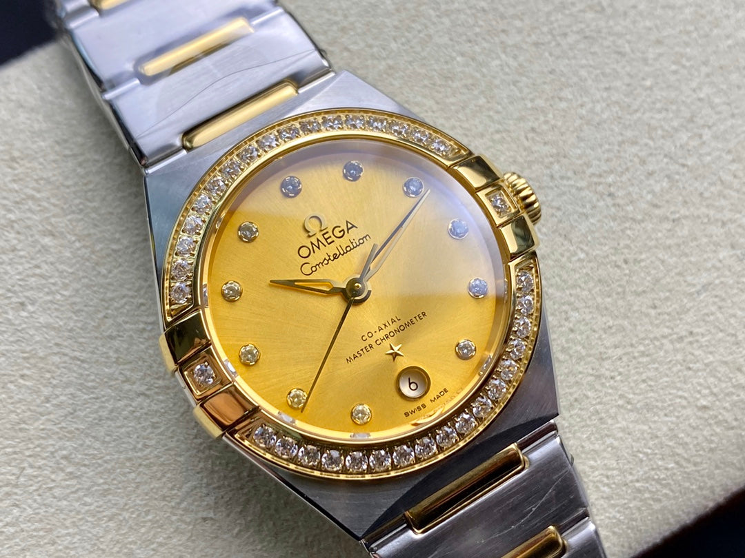 Omega Constellation 29mm Silver Gold Diamond