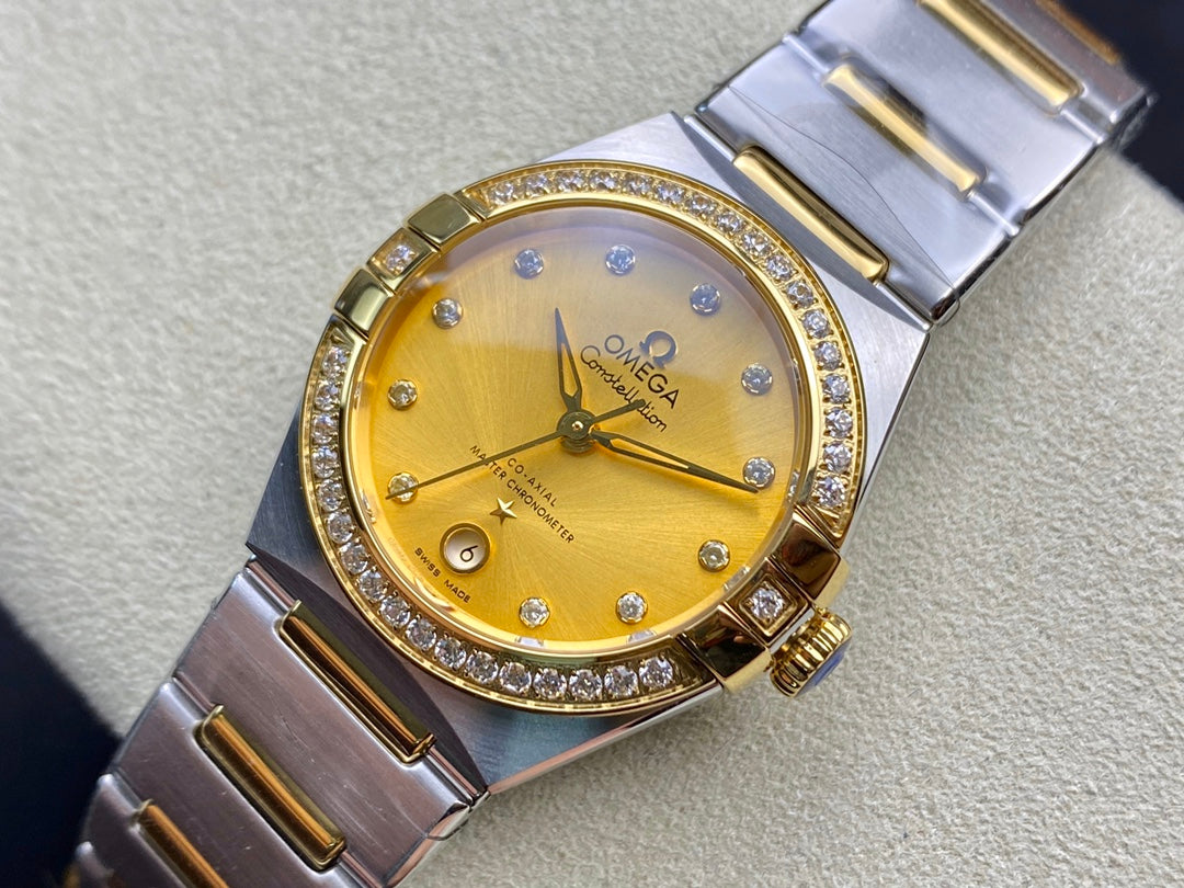 Omega Constellation 29mm Silver Gold Diamond