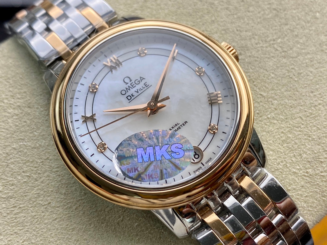 Omega De Ville 32.7mm Silver Pink Gold
