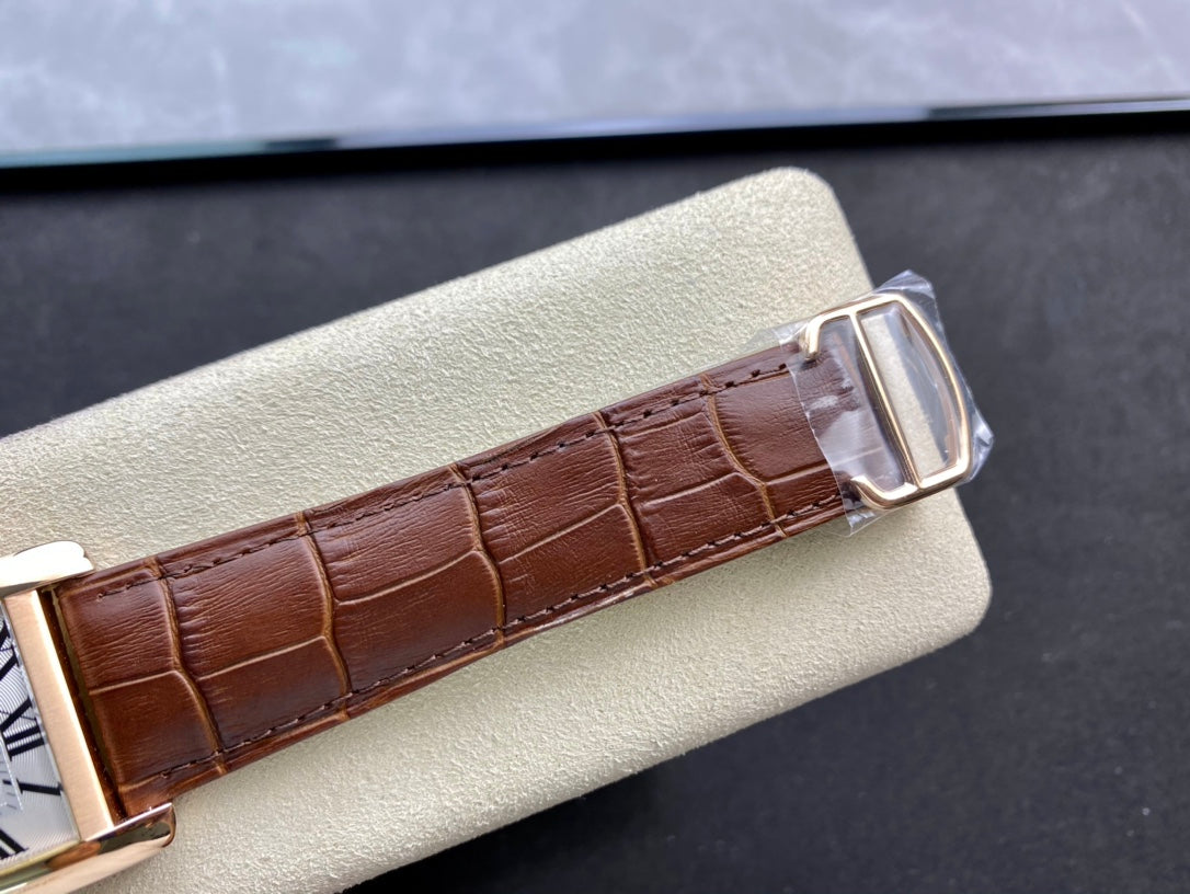 Cartier Tank 34mm Brown Gold White Dial