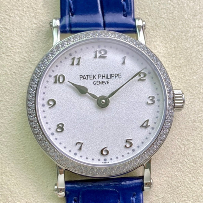 PATEK Calatrava 34.6mm Silver White Dial Leather