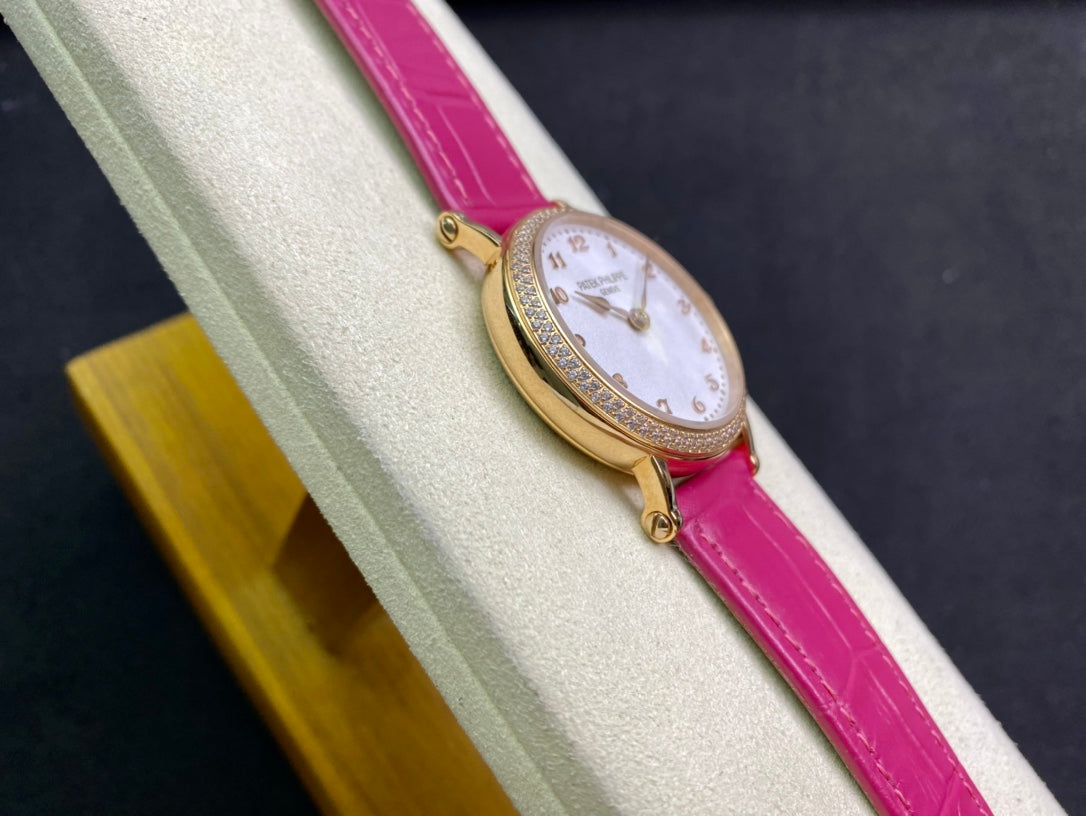 PATEK Calatrava 34.6mm Gold White Dial Leather