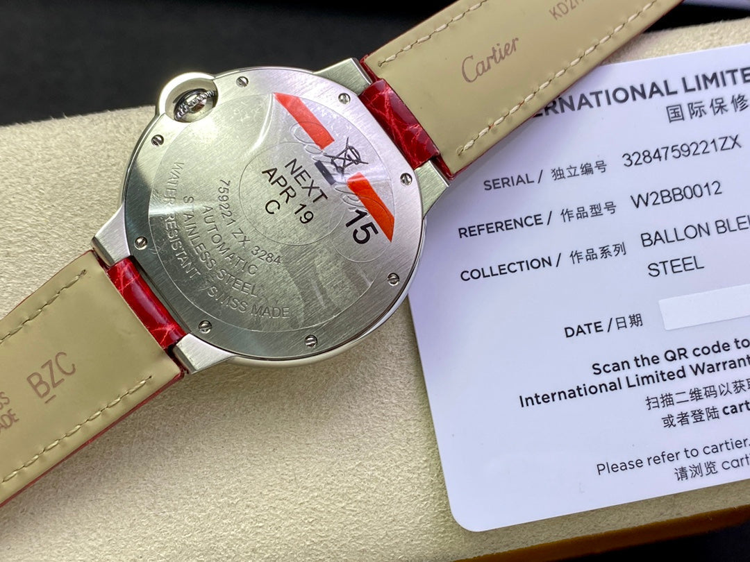 Cartier Balloon 36mm Silver Red Dial