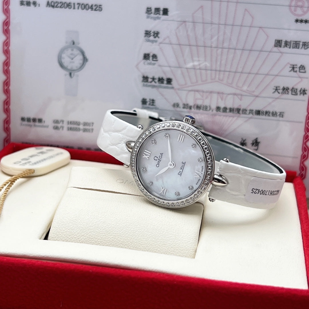 Omega De Ville 27.4mm Silver Mop Pearl Dial