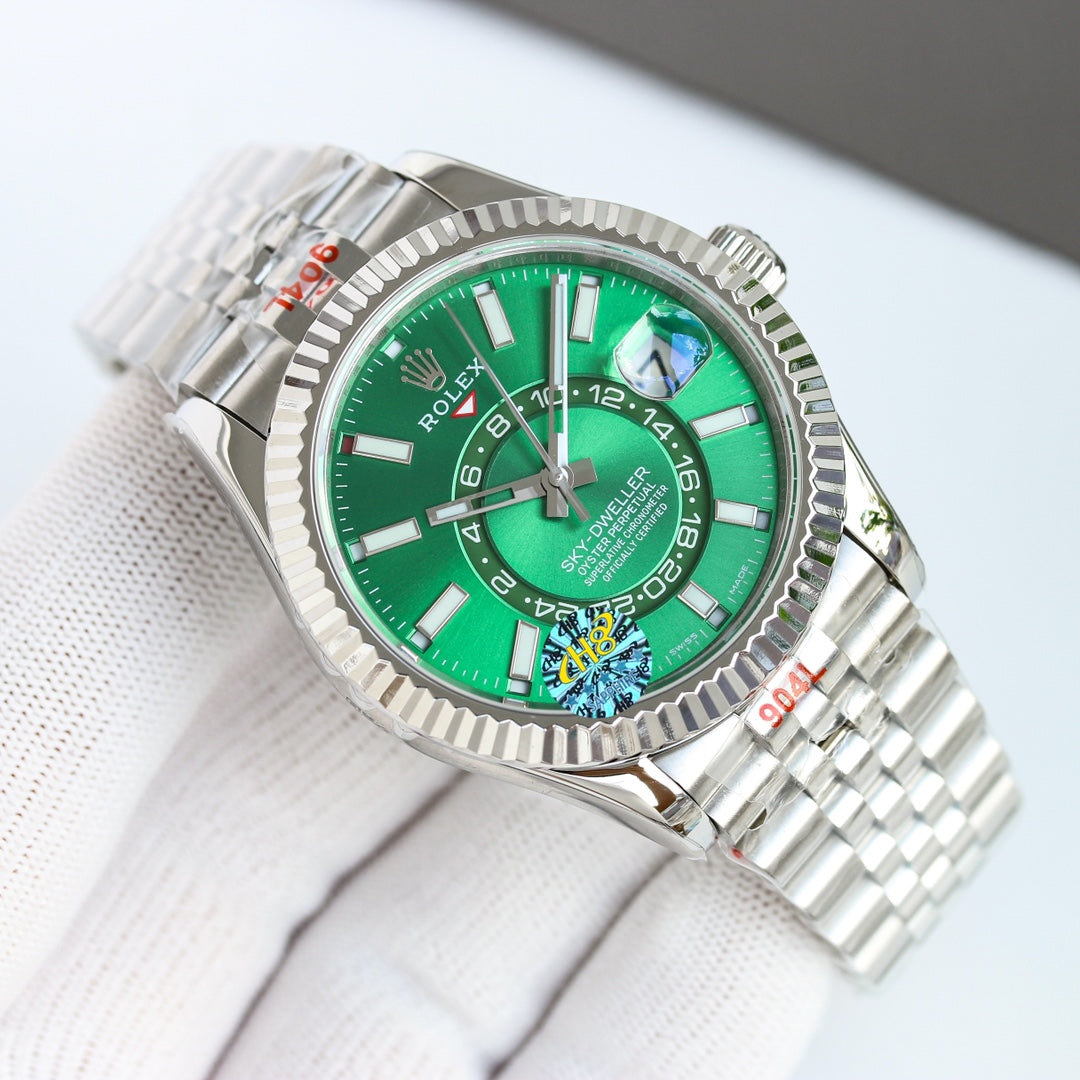 Rolex Sky-Dweller 42mm Silver Blue Green Dial