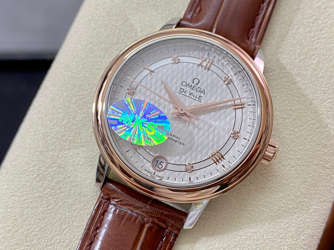 Omega De Ville 32.7mm Pink Gold White Dial