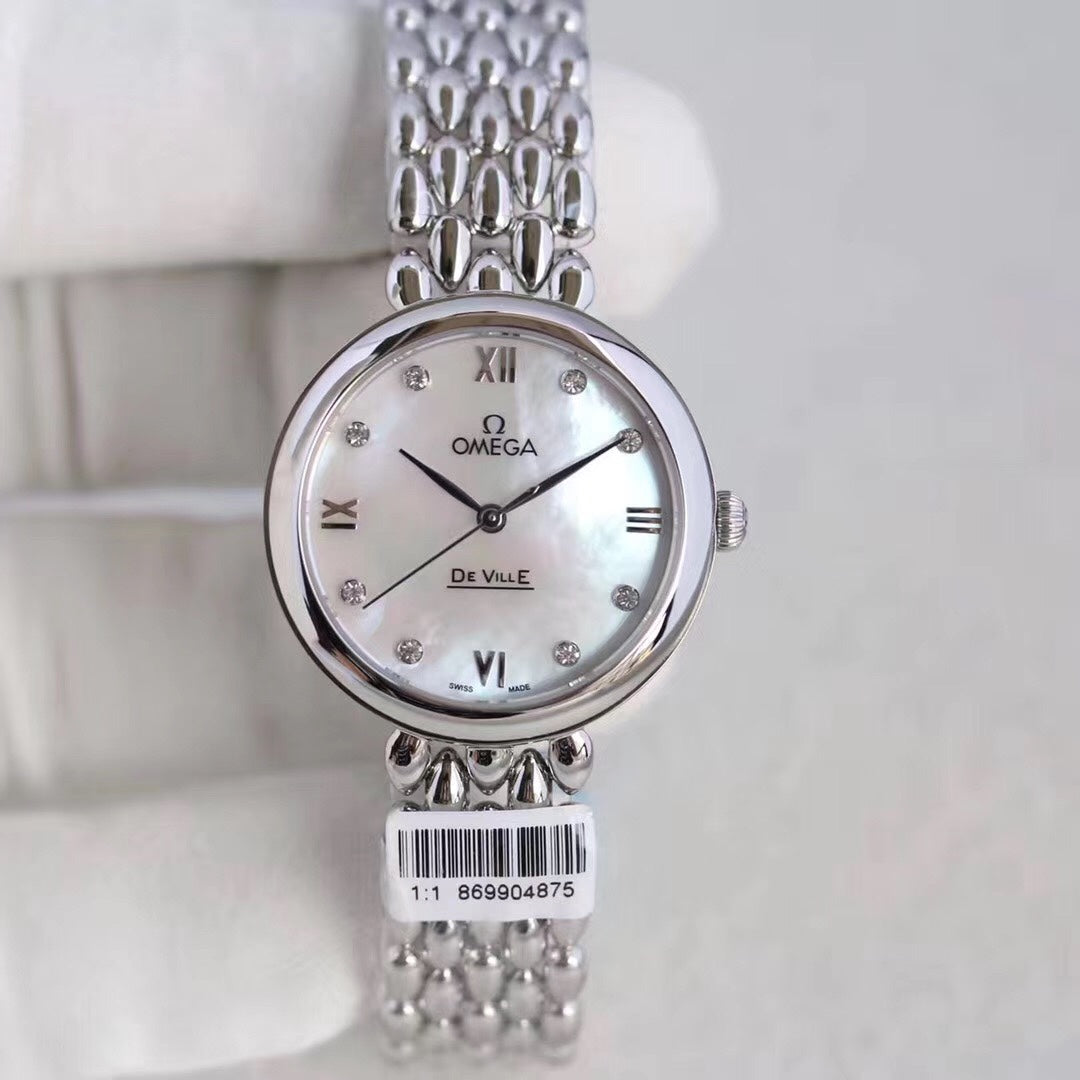 Omega De Ville 32.7mm Silver Mop Pearl Dial