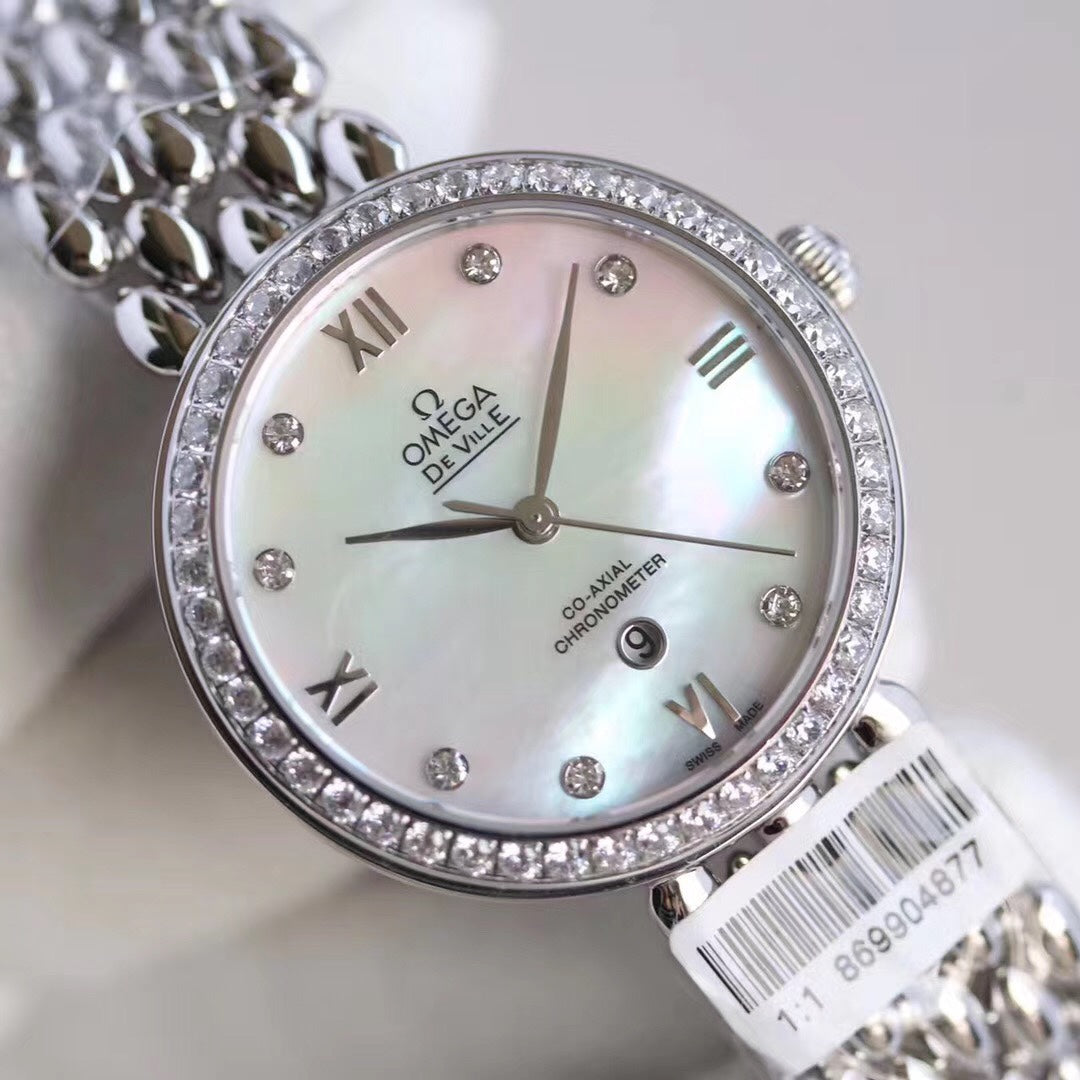 Omega De Ville 32.7mm Diamond Mop Pearl Dial