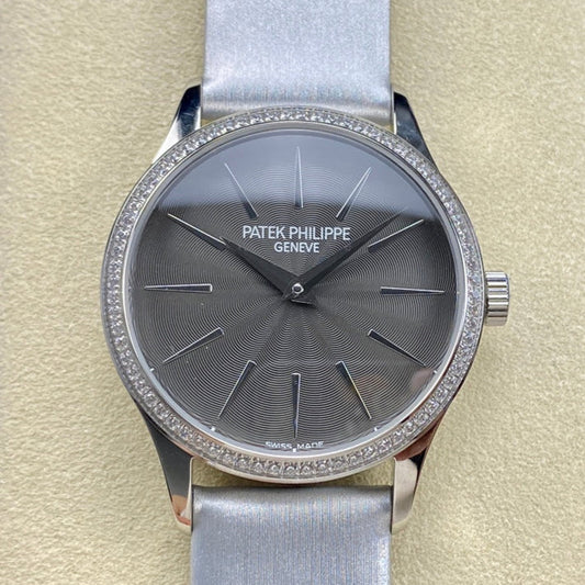 PATEK Calatrava 33mm Silver Black Dial