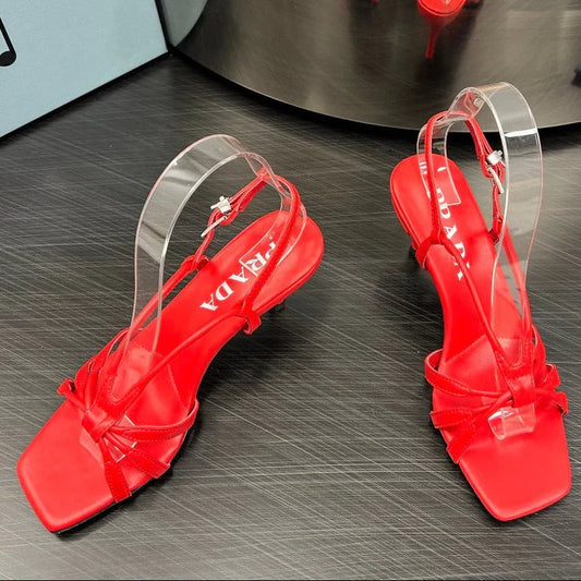 Prada Heeled Sandal 60mm Red Sheepskin 699234