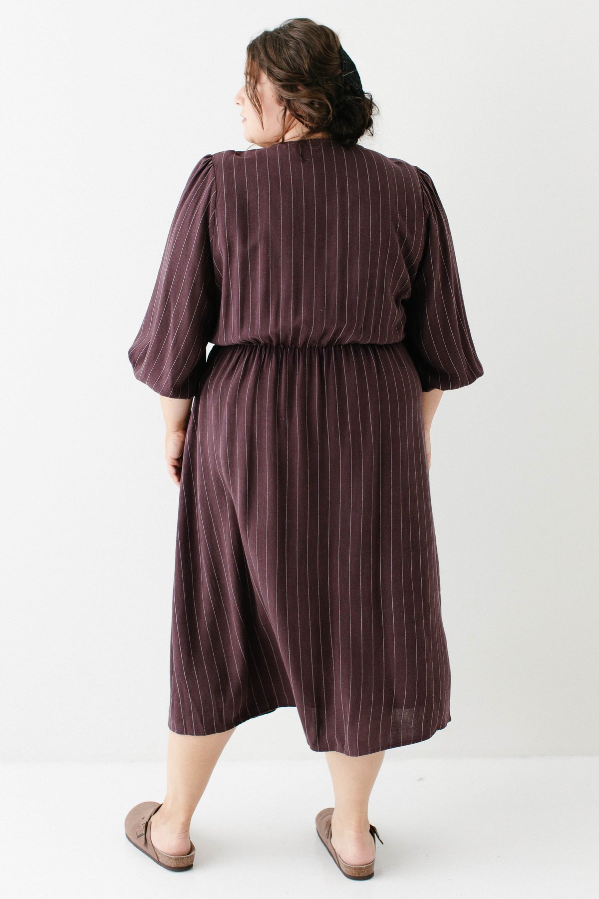 'Addy' Button Down Striped Linen Blend Dress