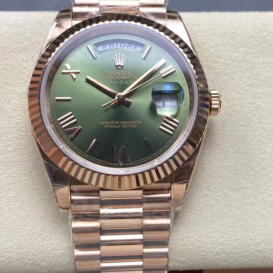Rolex Day-Date 40 Olive Green Dial – 18K Everose Gold