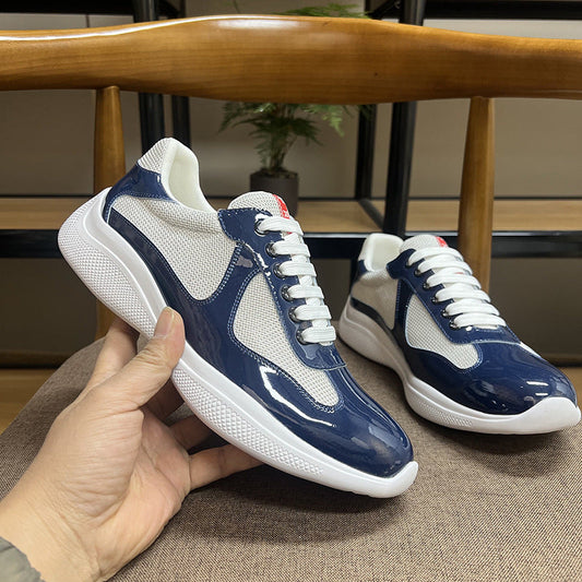 Prada America's Cup Sneaker Dark Blue Patent Leather Mesh