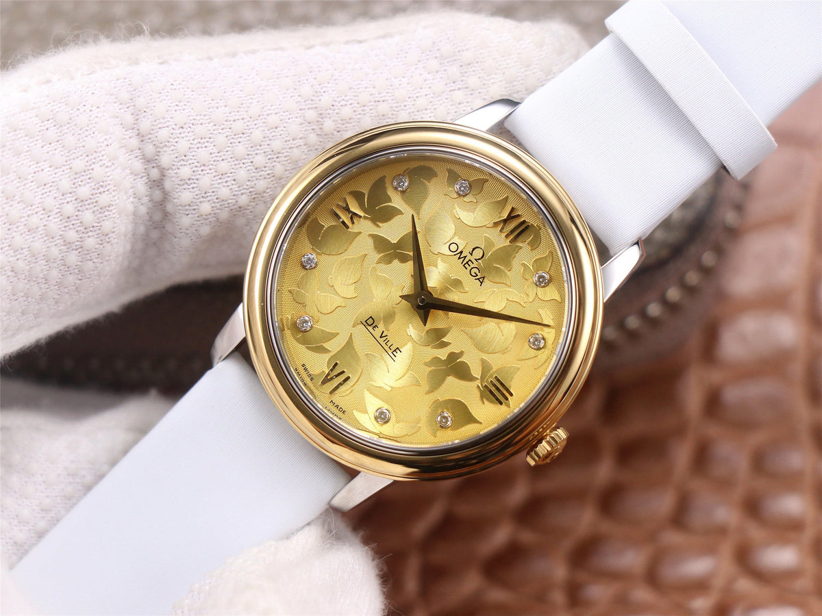DE VILLE PRESTIGE 32 GOLD CASE YELLOW DIAL