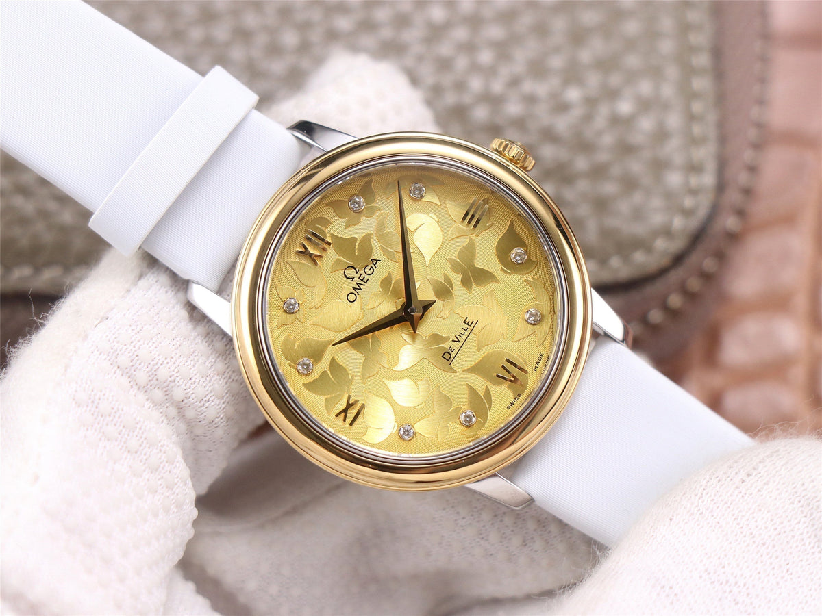 DE VILLE PRESTIGE 32 GOLD CASE YELLOW DIAL