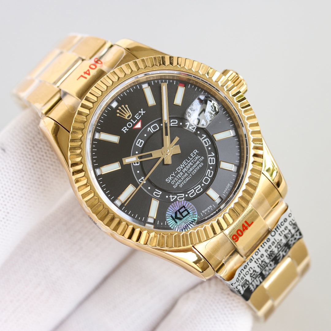 SKY-DWELLER 42MM WHITE DIAL RING COMMAND GOLD OYSTERSTEEL