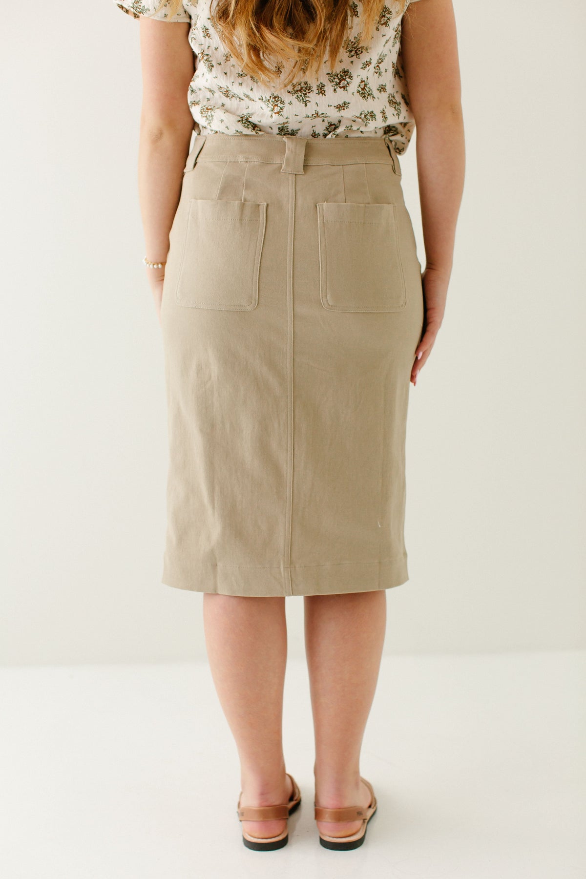 'Adrian' Classic Denim Midi Skirt FINAL SALE