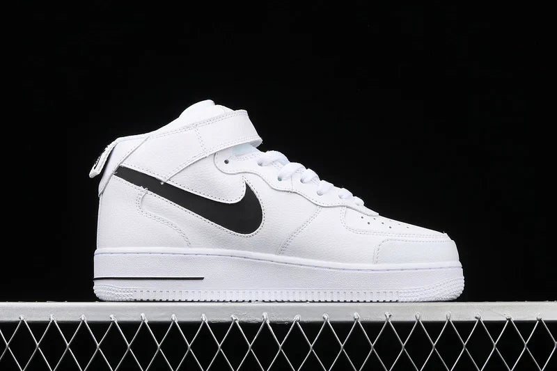 Nike Air Force 1 Mid "All White/Black"