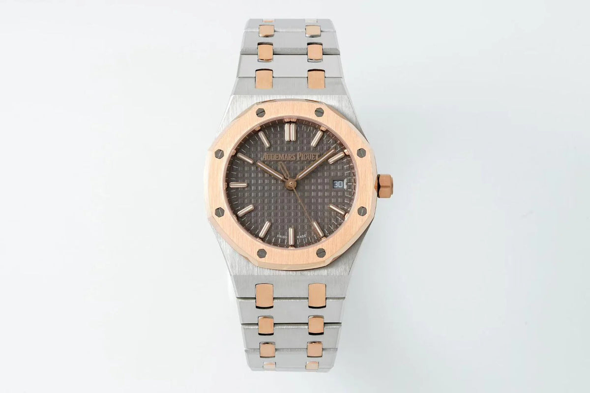 Audemars Piguet Royal Oak 34mm Sliver Case Brown Dial Pink Gold Steel