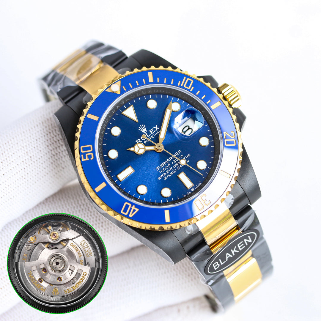 Rolex Blaken Submariner 40mm Black Gold Blue Dial