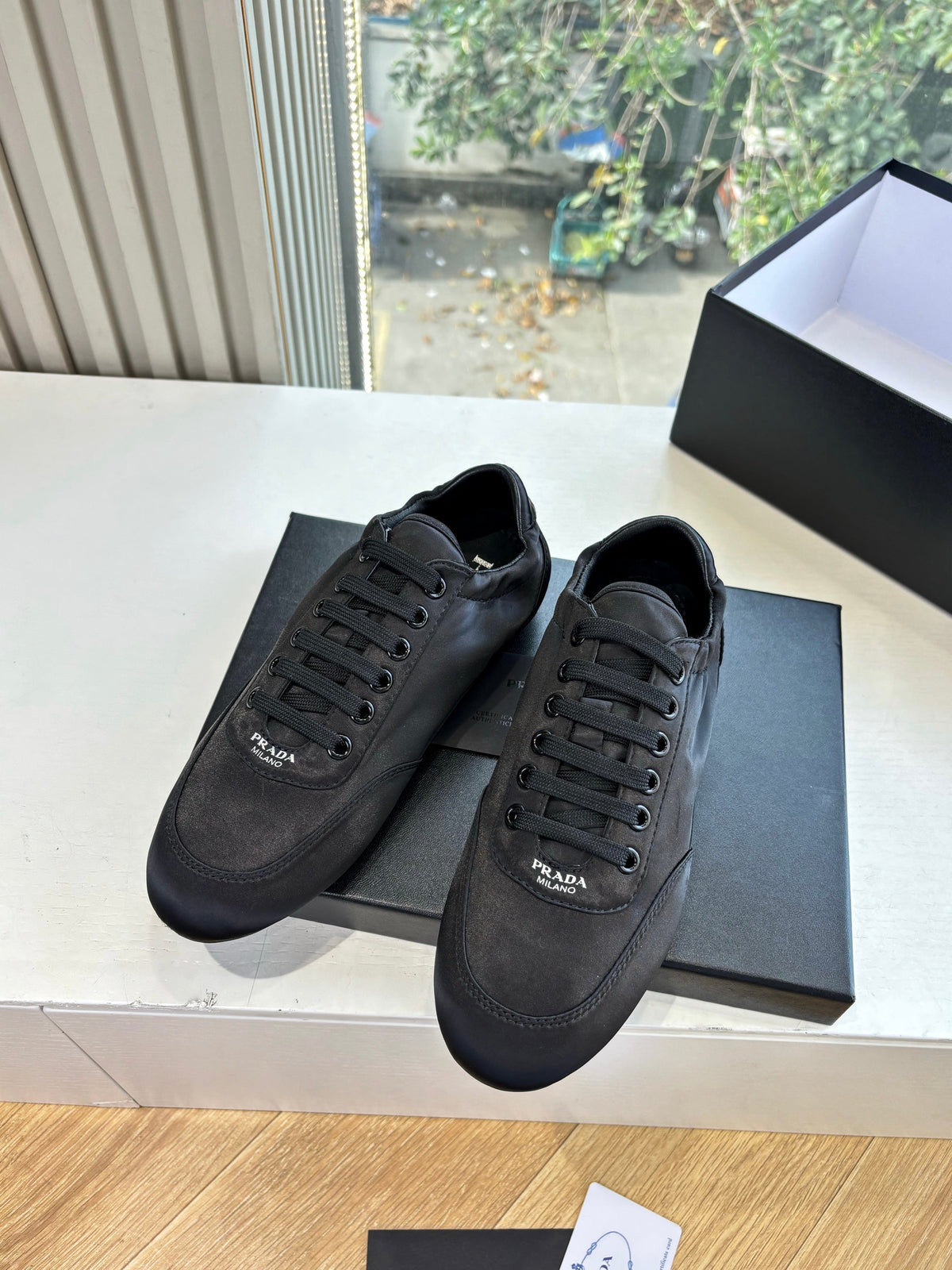 Prada 25s Sneaker In Black Silk