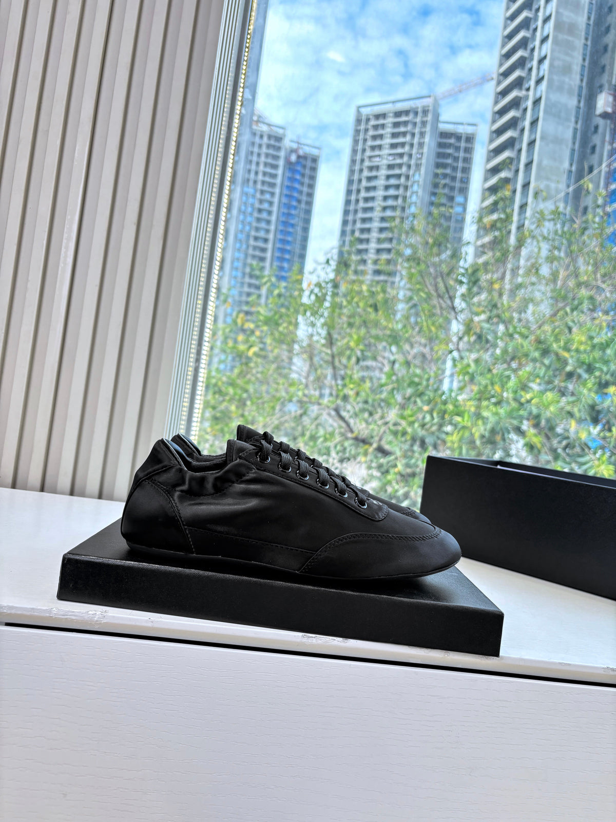 Prada 25s Sneaker In Black Silk