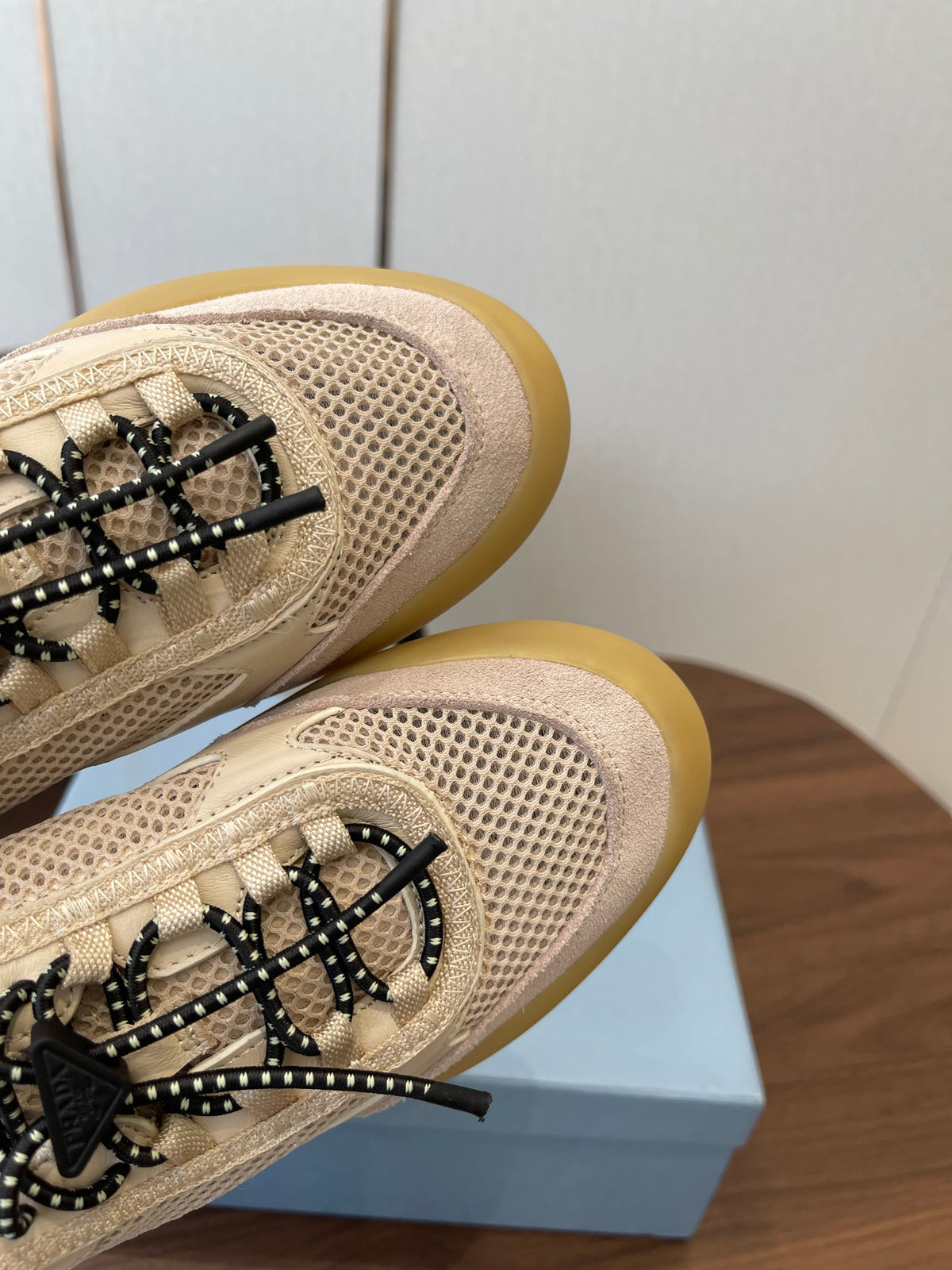 Prada Speedrock Sneakers Desert Beige Mesh Fabric 727602