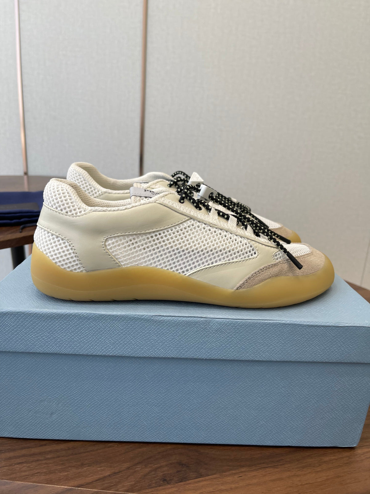Prada Speedrock Sneakers Chalk White Mesh Fabric 727605