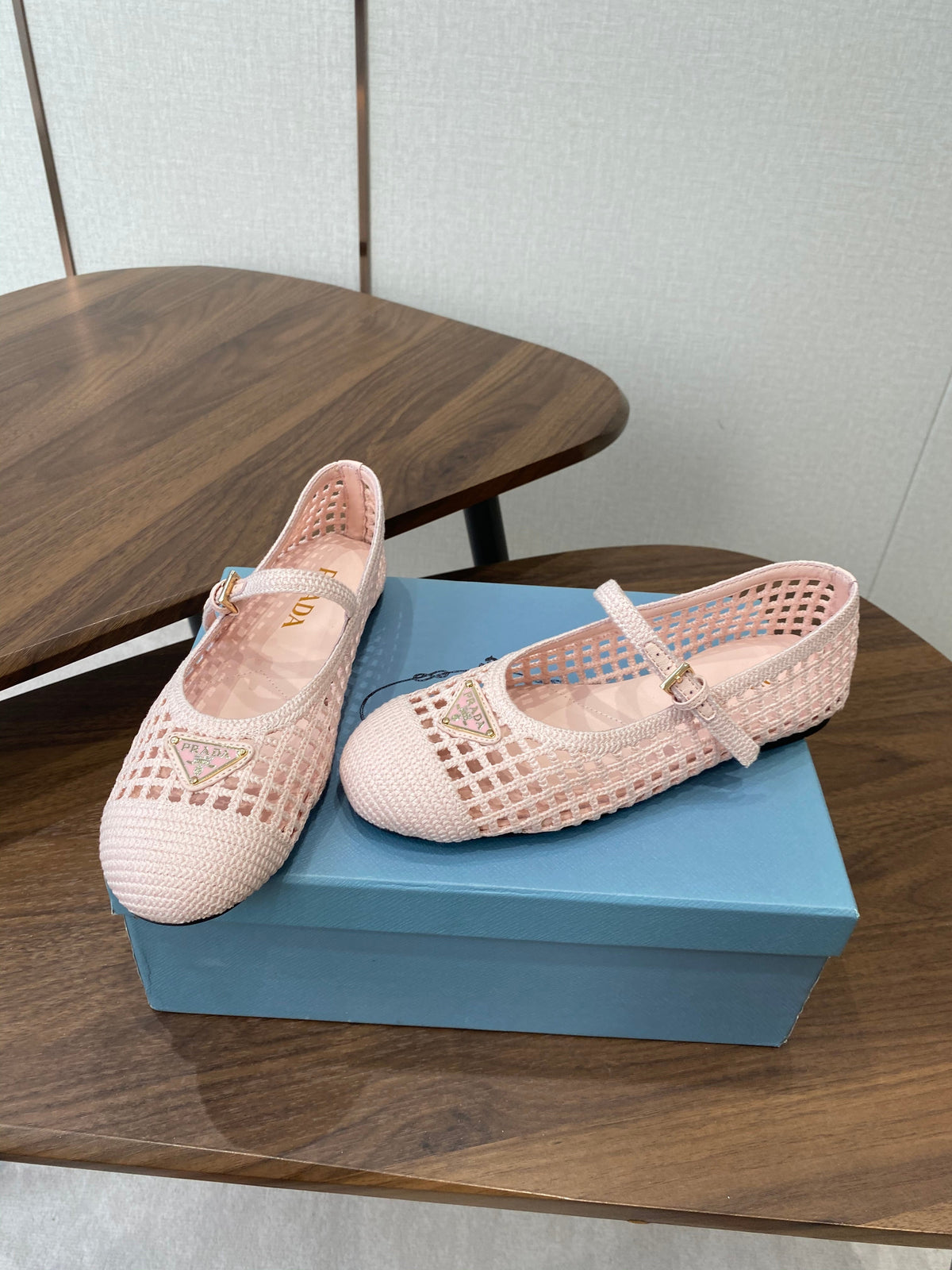Prada 26s Ballet Flat Light Pink Leather Fabric 727664