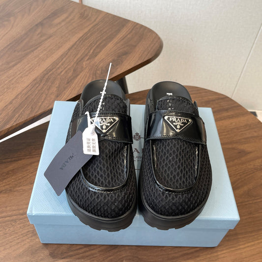 Prada 26s Mules Black Mesh Fabric 727681