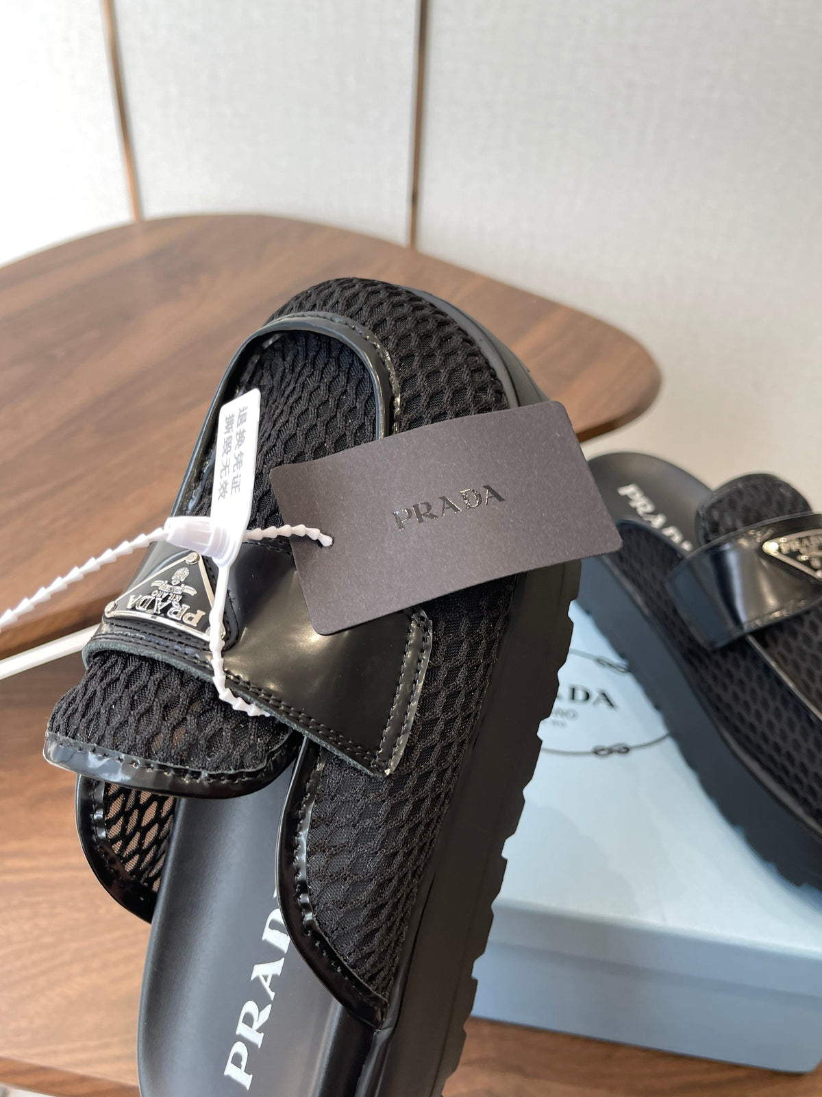 Prada 26s Mules Black Mesh Fabric 727681