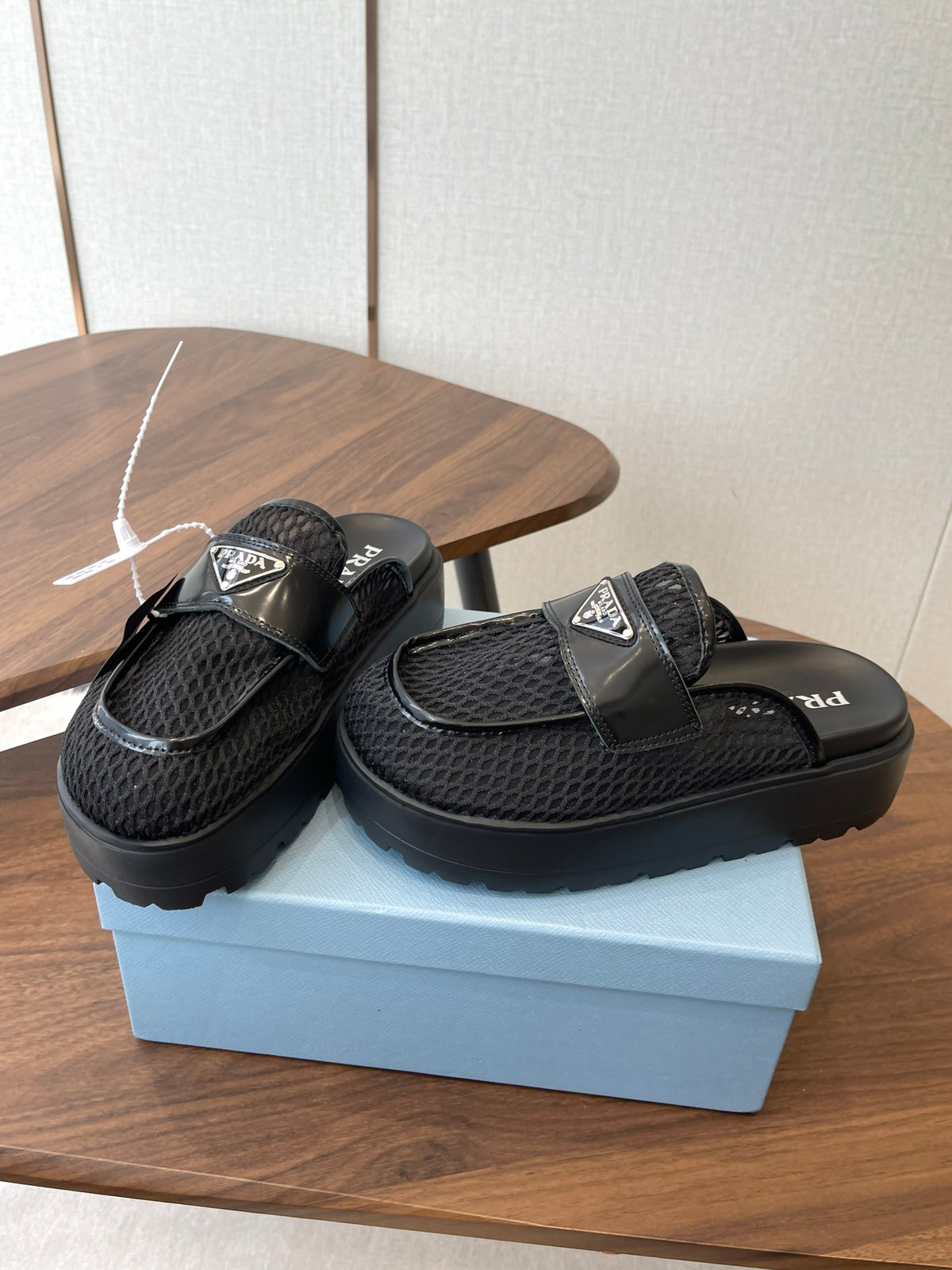 Prada 26s Mules Black Mesh Fabric 727681