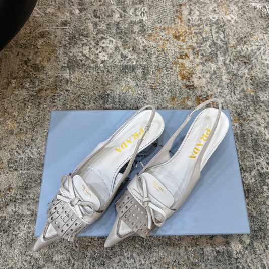 Prada 26s Slingback 6cm White Cowhide 804085