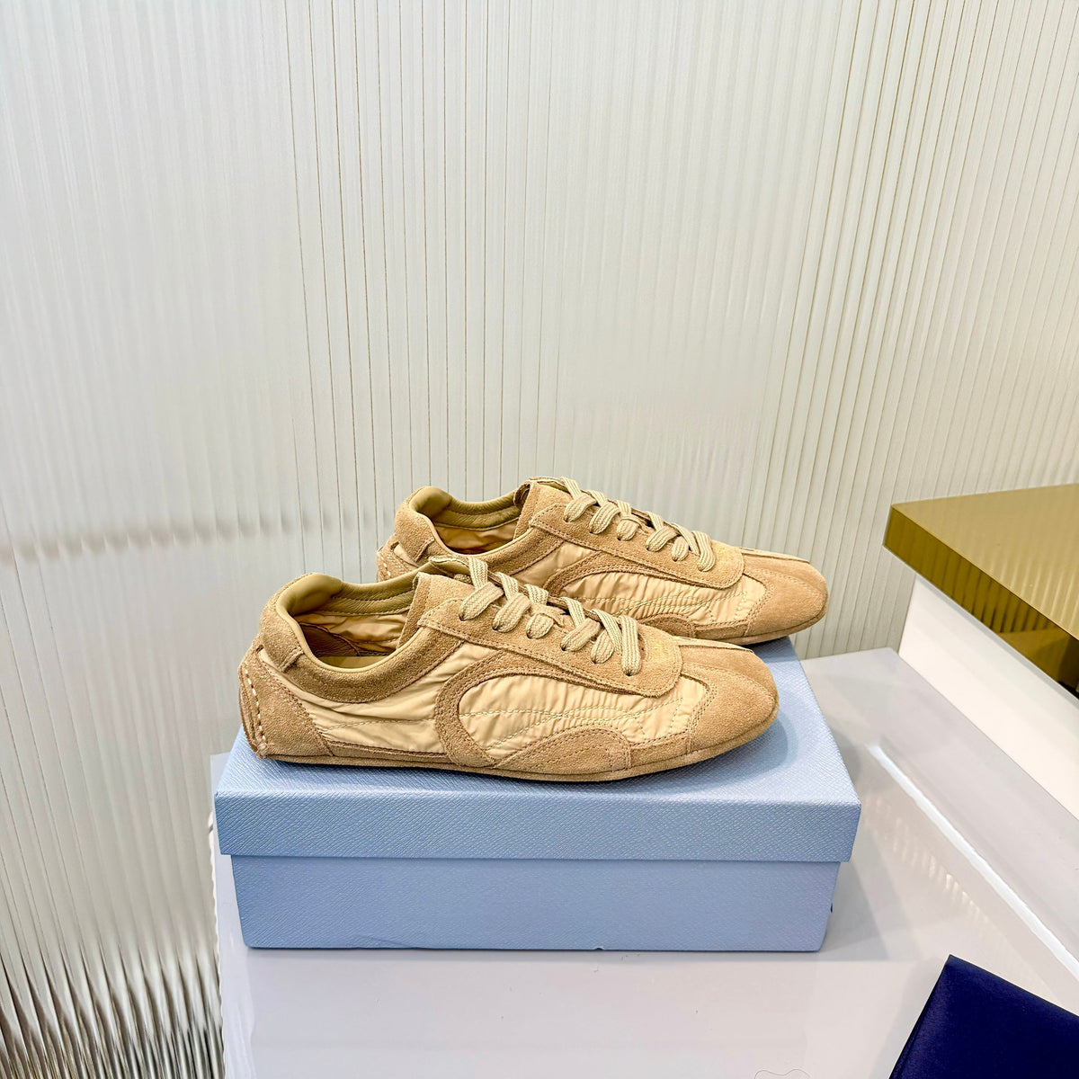 Prada Montecarlo Sneakers Khaki Re Nylon Suede 715028