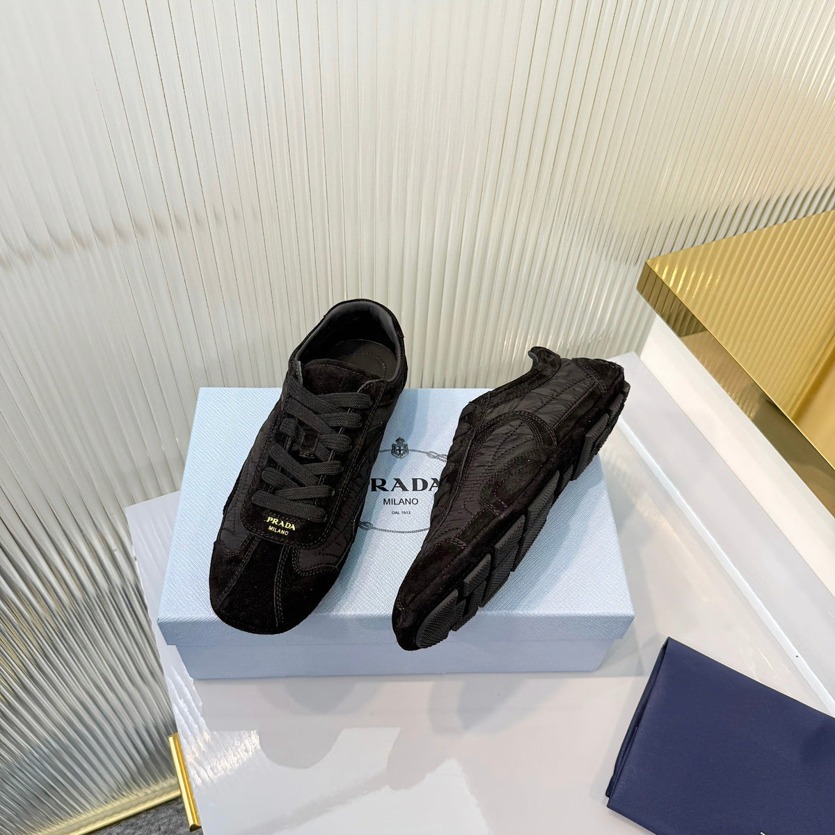 Prada Montecarlo Sneakers Black Re Nylon Suede 715029