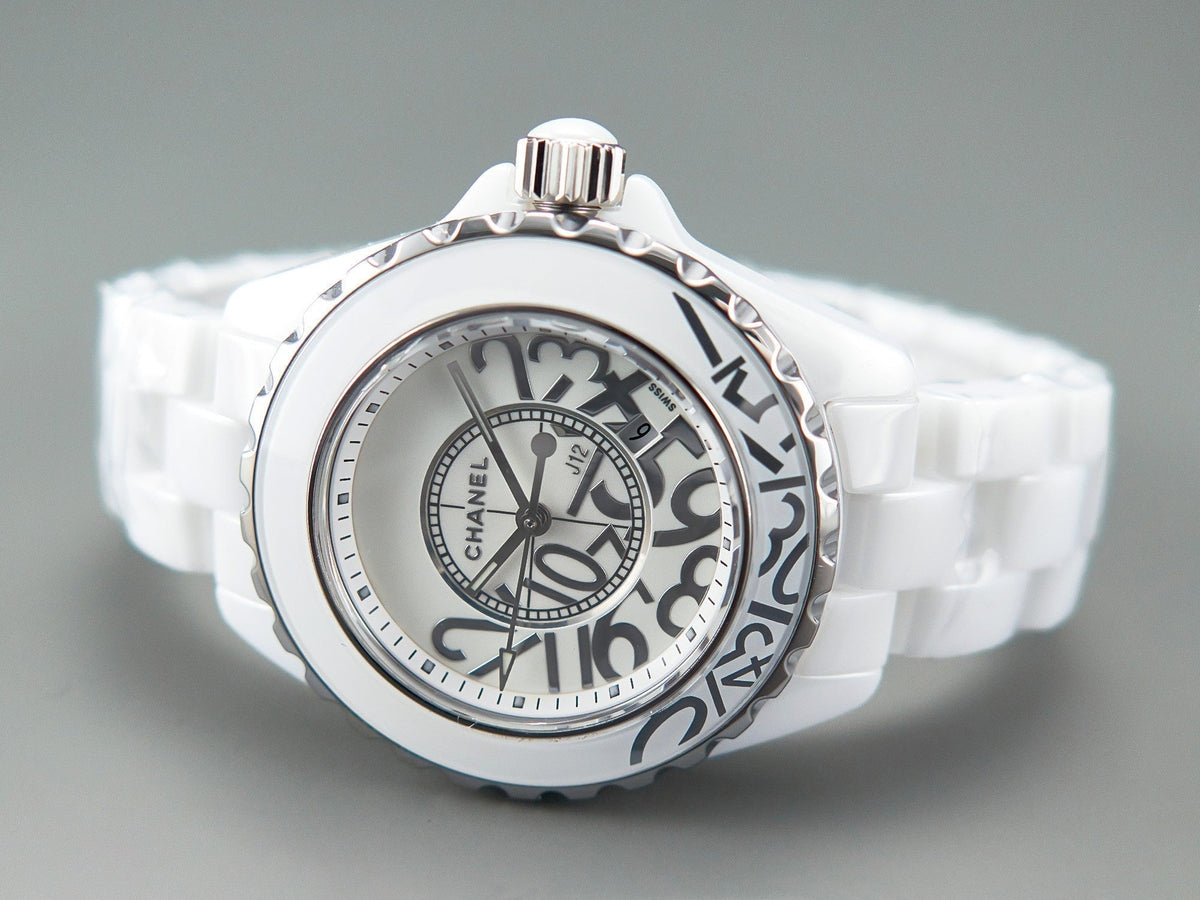 J12 Date Quartz White Ceramic Stainless Graffiti Limited