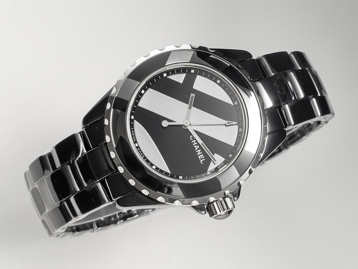J12 38mm Automatic Limited Untitled H5582 Black Ceramic Black Steel Dial